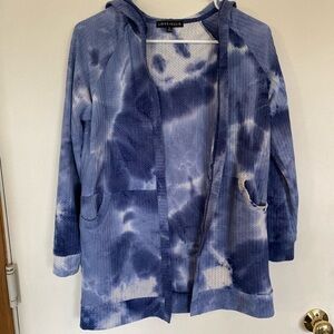 Love, Ellie open front, hooded, waffle hoodie with front pockets xl tie-dye